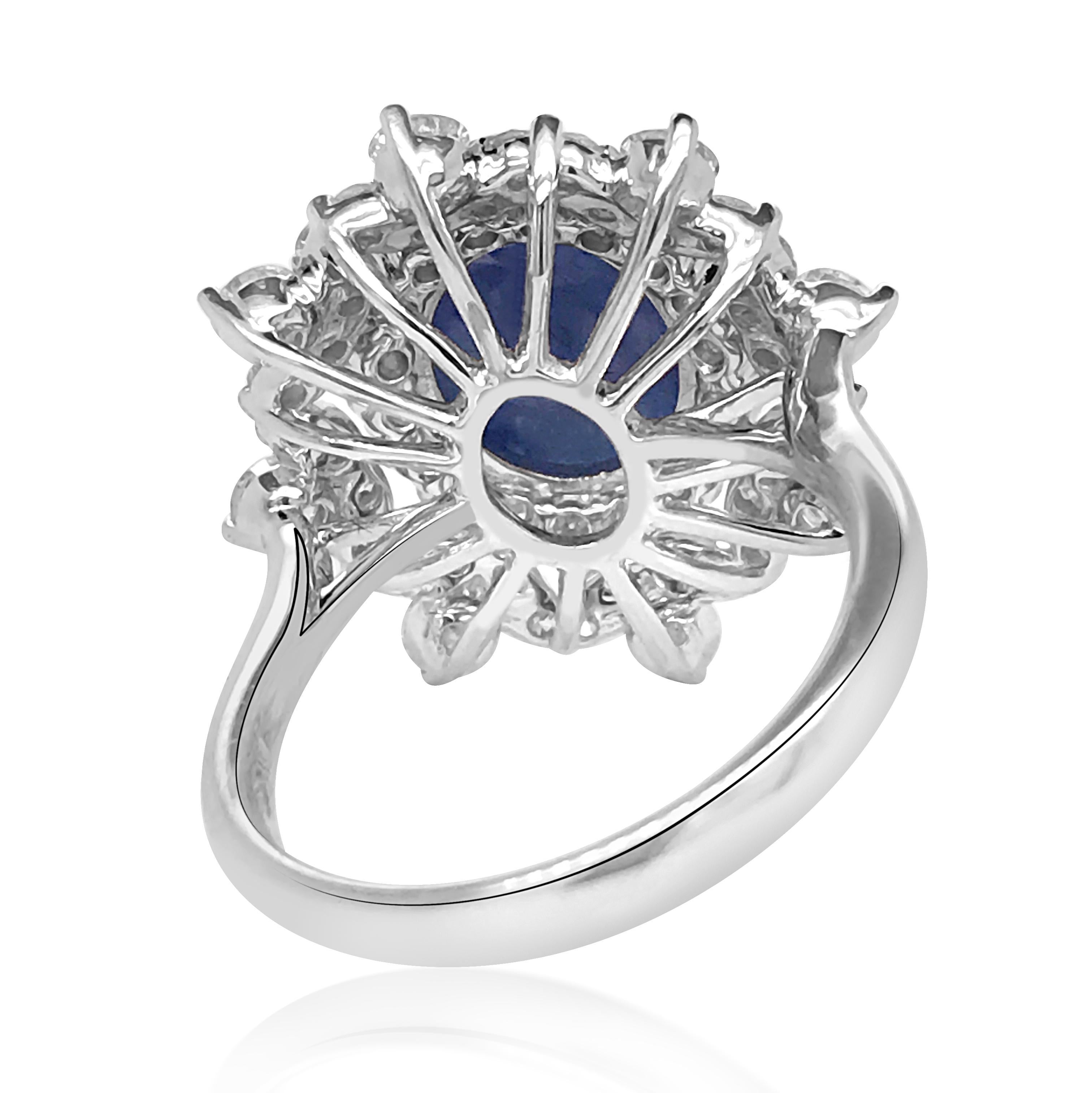 Contemporary Star Sapphire and Diamond Ring