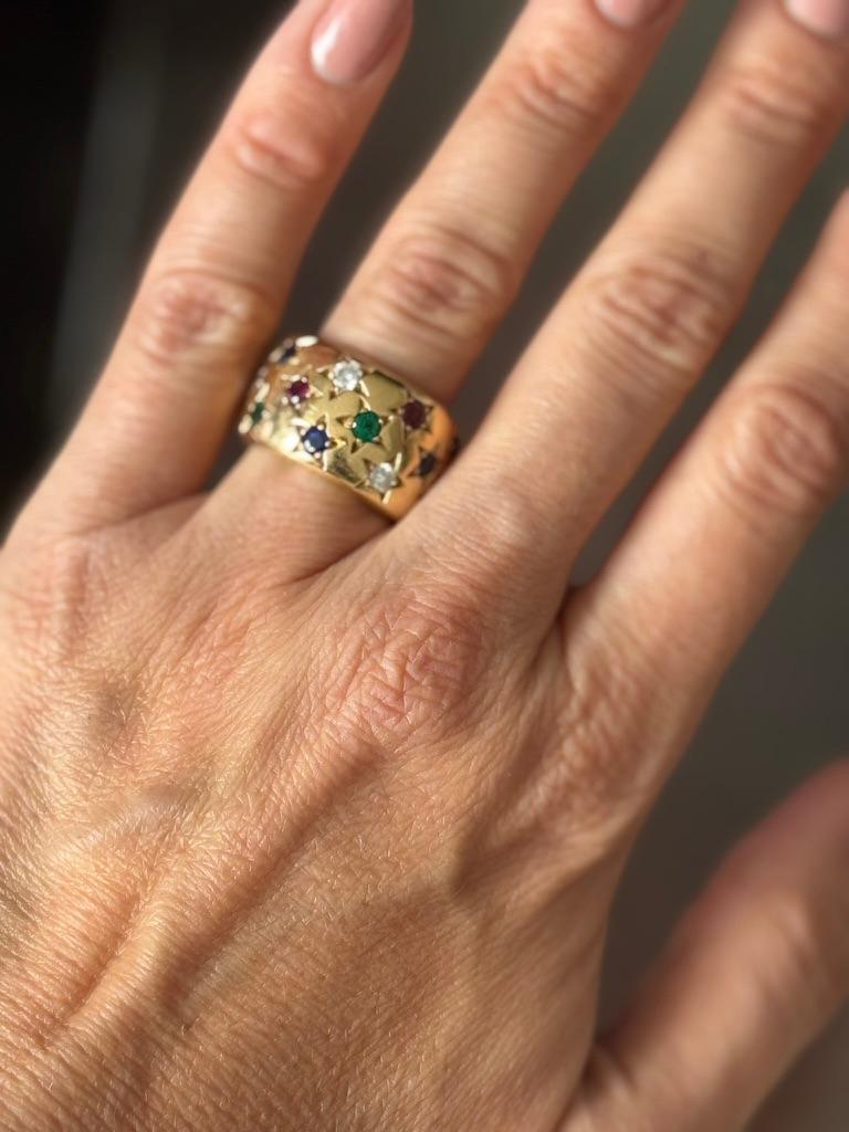 Sternförmiges breites Band mit mehreren Edelsteinen und Diamanten, von Cartier, Frankreich im Zustand „Hervorragend“ im Angebot in New York, NY