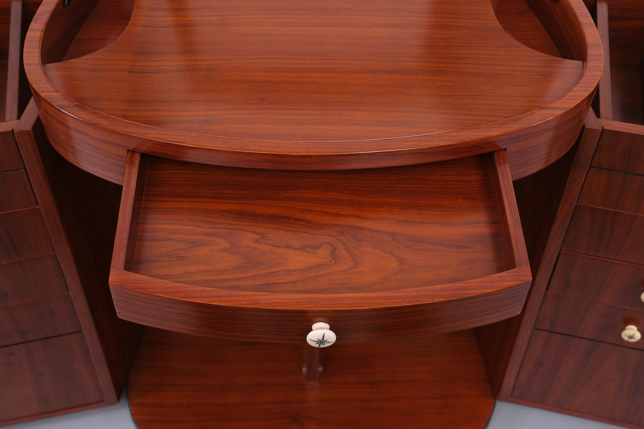 Art Deco 'Starbay Marie Galante' Rosewood Finish Bow Front Dressing Table