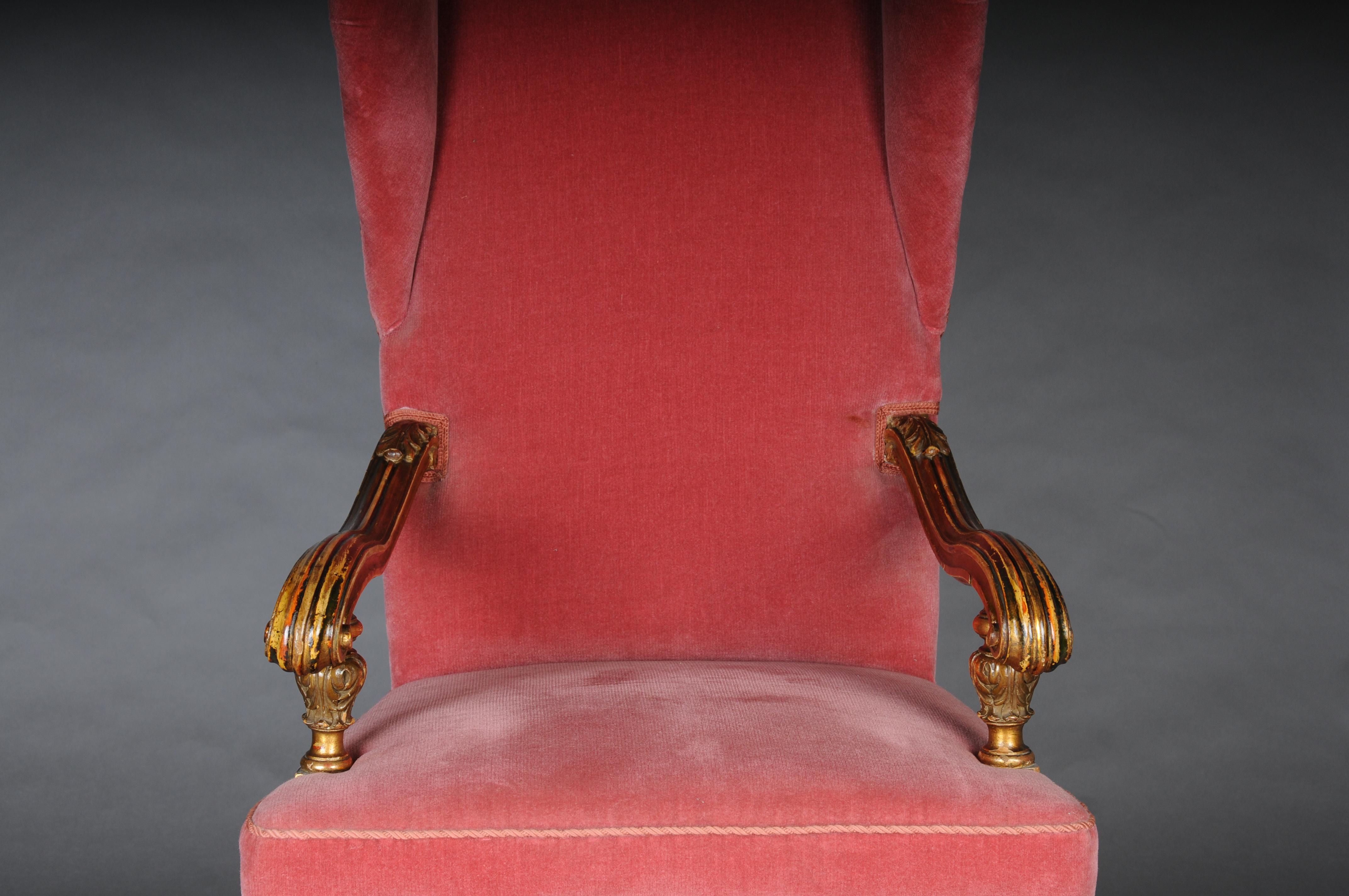 Sculpté à la main Un imposant fauteuil baroque, doré, vers 1870 en vente