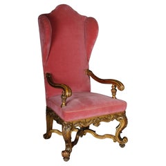 A stately Baroque throne chair, gilded, circa 1870s