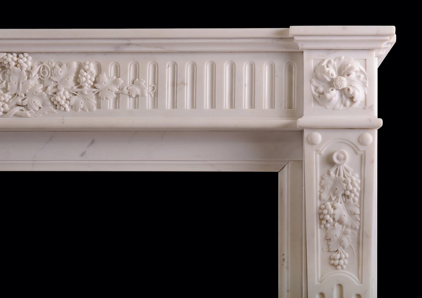 18th Century Statuary Marble Fireplace in the Louis XVI Style For Sale