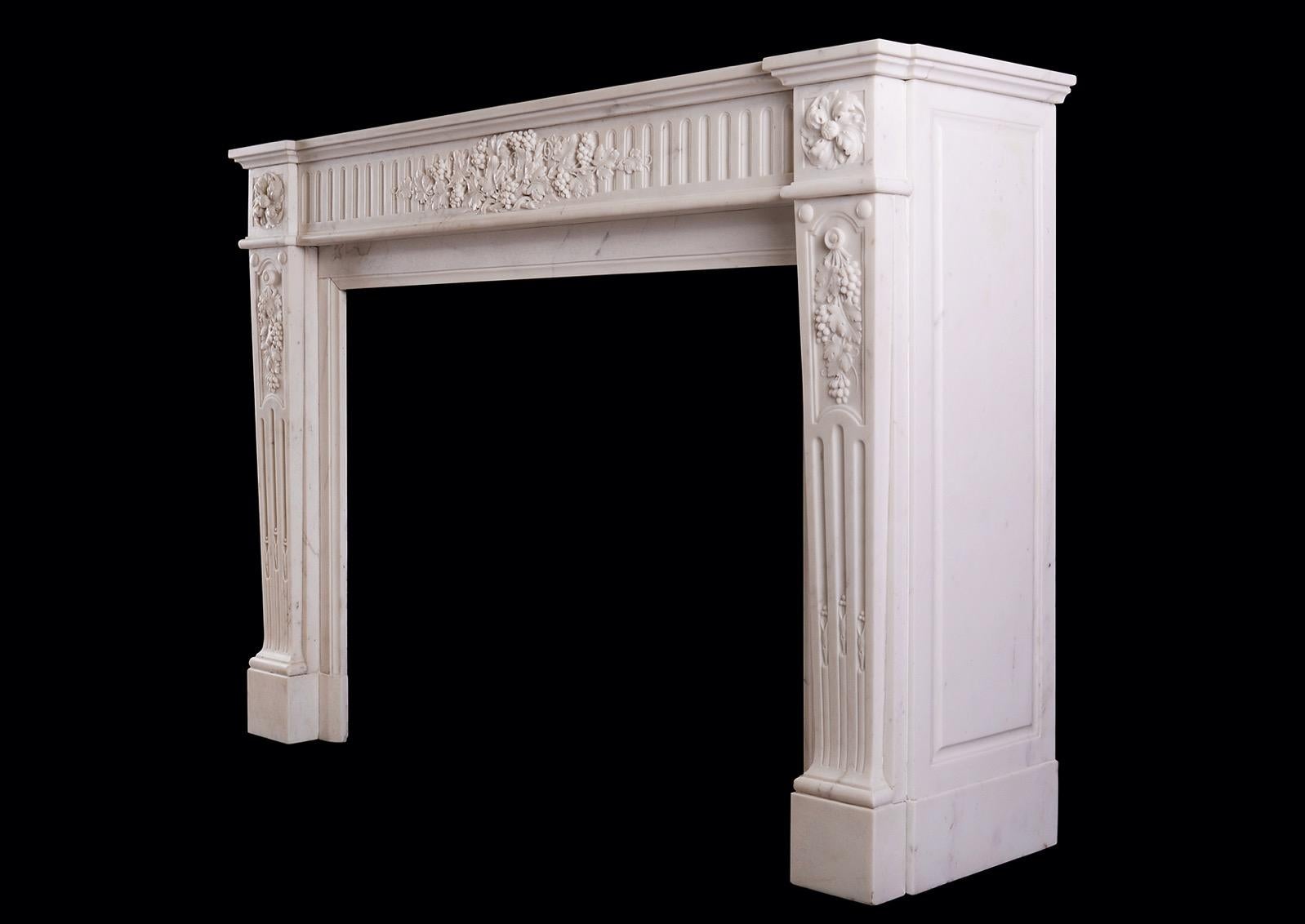 Statuary Marble Fireplace in the Louis XVI Style For Sale 1