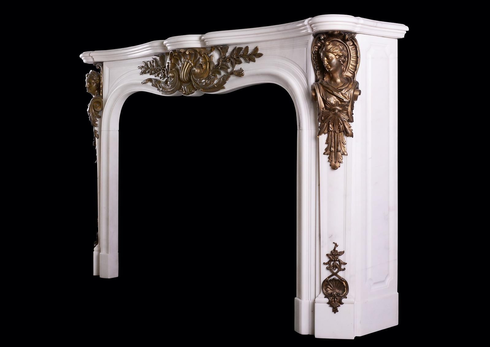 A Statuary Marble Fireplace With Bronze Ormolu For Sale 1