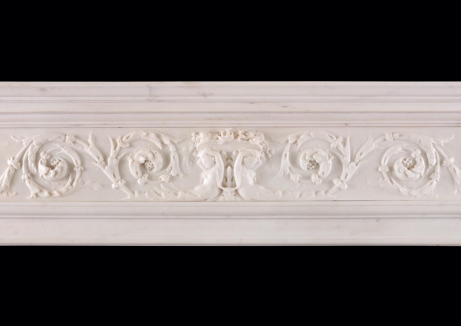 Georgian Statuary Marble Fireplace with Italian Sienna Marble Inlay For Sale