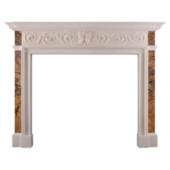 Statuary Marble Fireplace with Italian Sienna Marble Inlay
