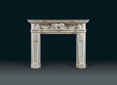 Statuary Marble Mid-18th Century Chimneypiece Bearing a Carved Lion