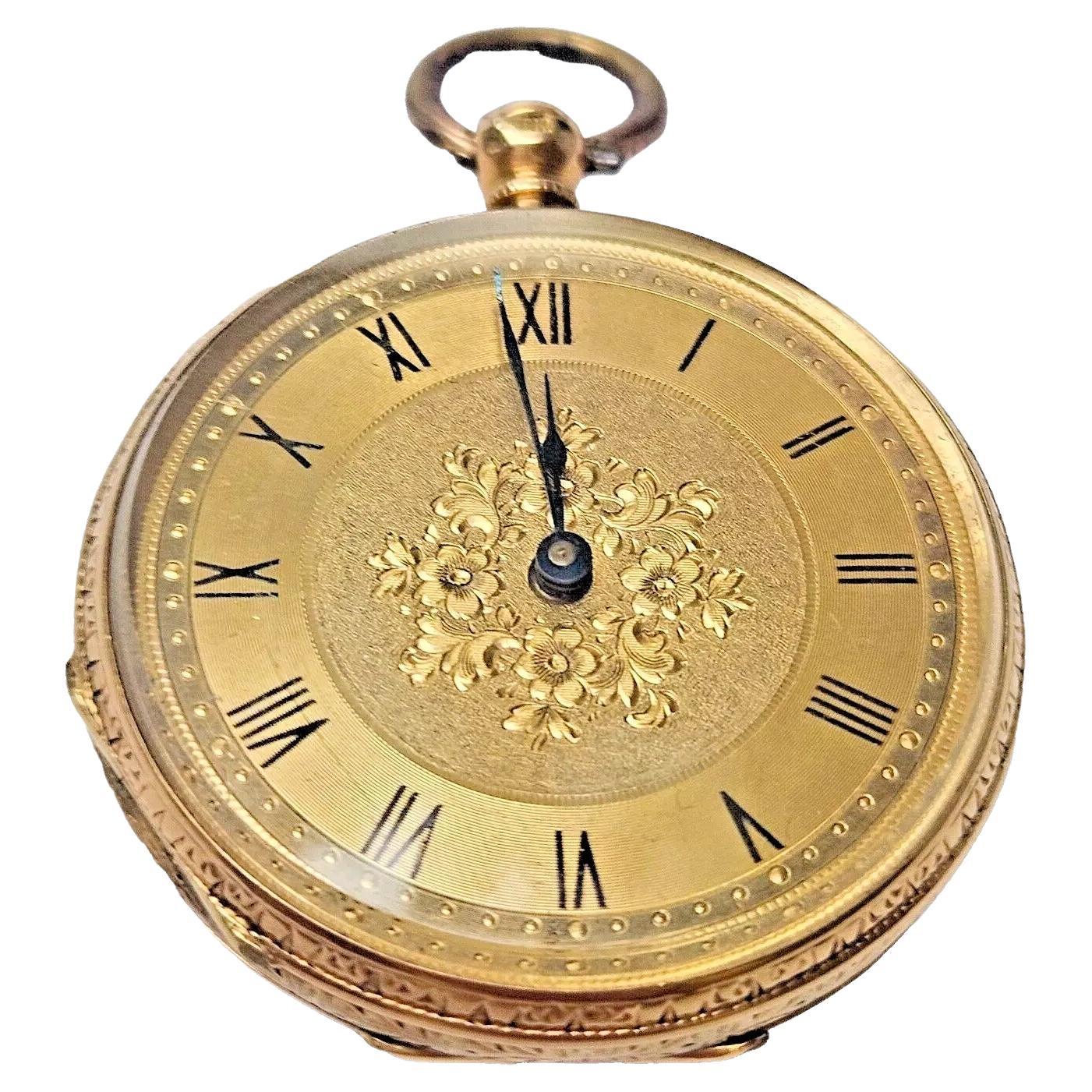 A Stauffer Cx. de Fond Antique 18ct Gold Pocket Watch, Key wind
