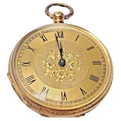Un reloj de bolsillo Stauffer Cx. de Fond Antiguo de oro de 18 ct, cuerda de llave