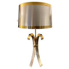 Vintage A Steel and Brass "Corolle"  Table Lamp By Maison Charles 