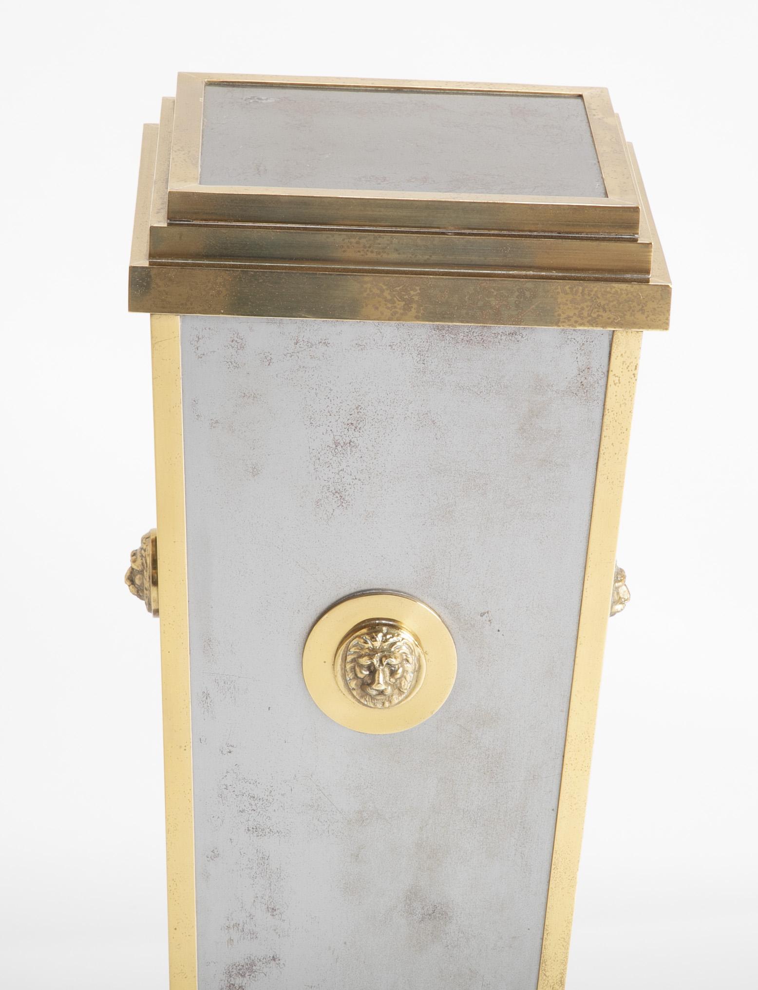 Late 20th Century Steel and Brass Pedestal in the Manner of Maison Jansen For Sale