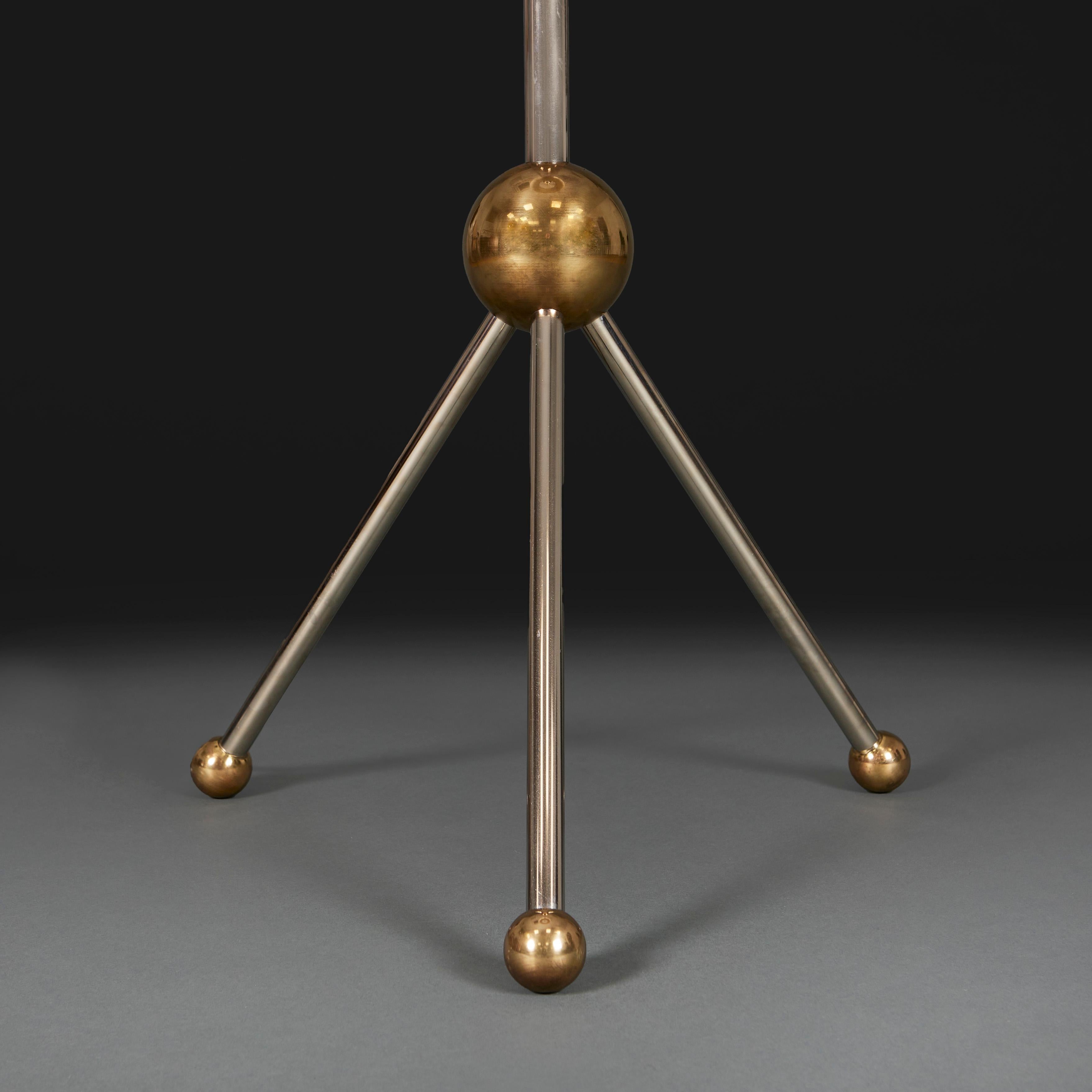 English A Steel and Brass Sputnik Floor Lamp For Sale