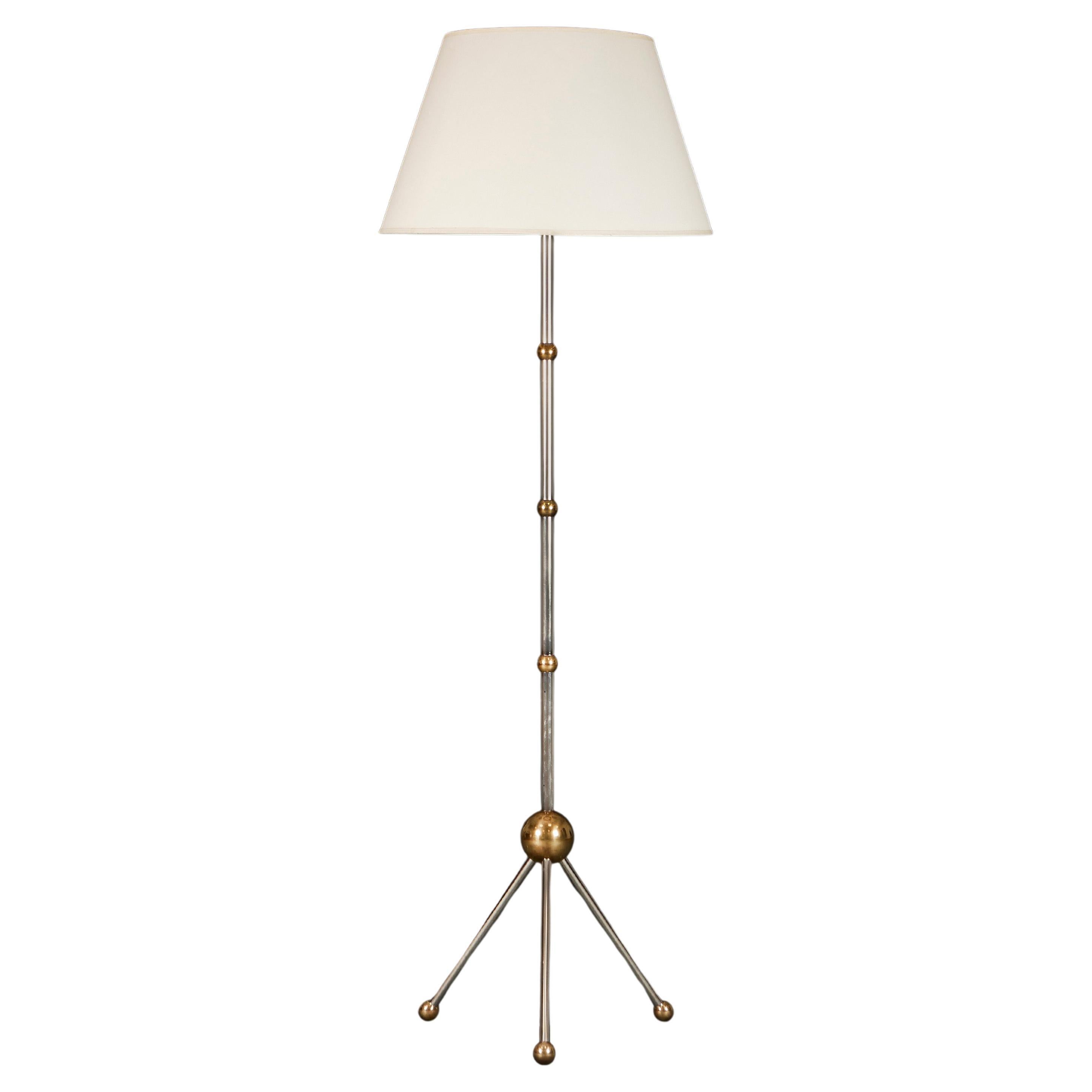 A Steel and Brass Sputnik Floor Lamp