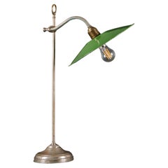 A Steel and Green Enamel Industrial Desk Lamp