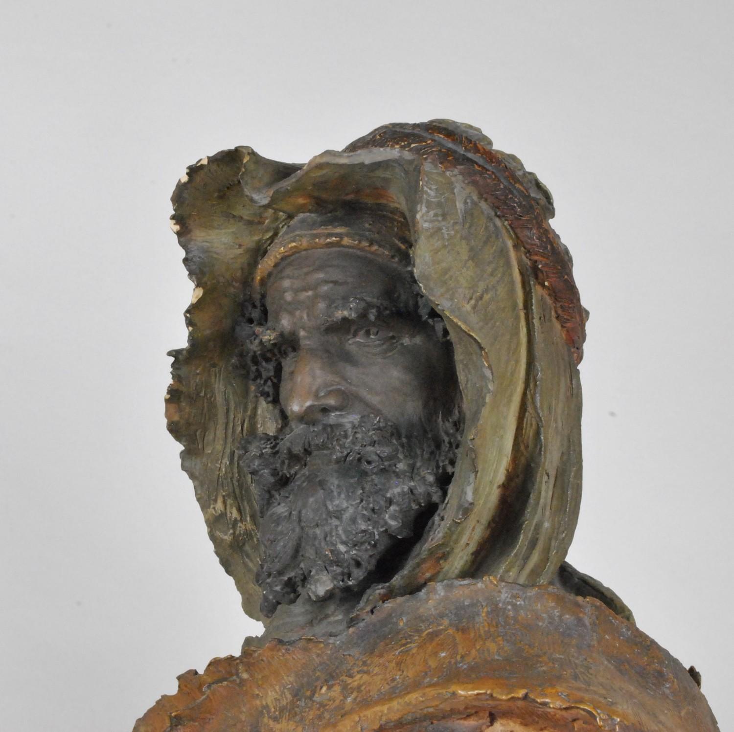 Terre cuite Un Stellmacher, buste arabe, 19ème siècle en vente