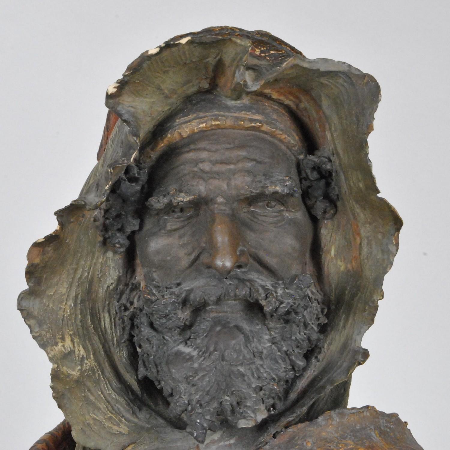 A Stellmacher, Busto in terracotta, arabo, XIX secolo in vendita 2