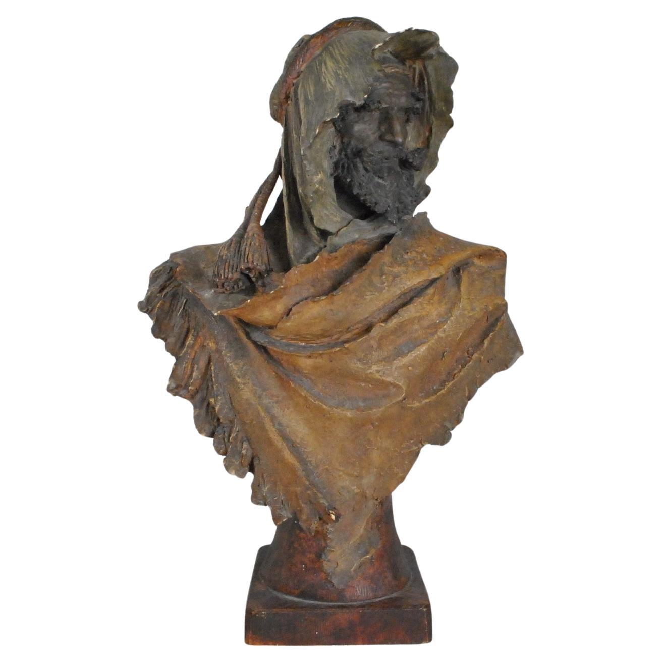A Stellmacher, Busto in terracotta, arabo, XIX secolo in vendita