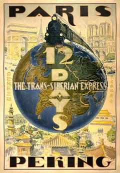 Vintage originale The Trans - Siberian Express Pooster di Stepanoff C1925