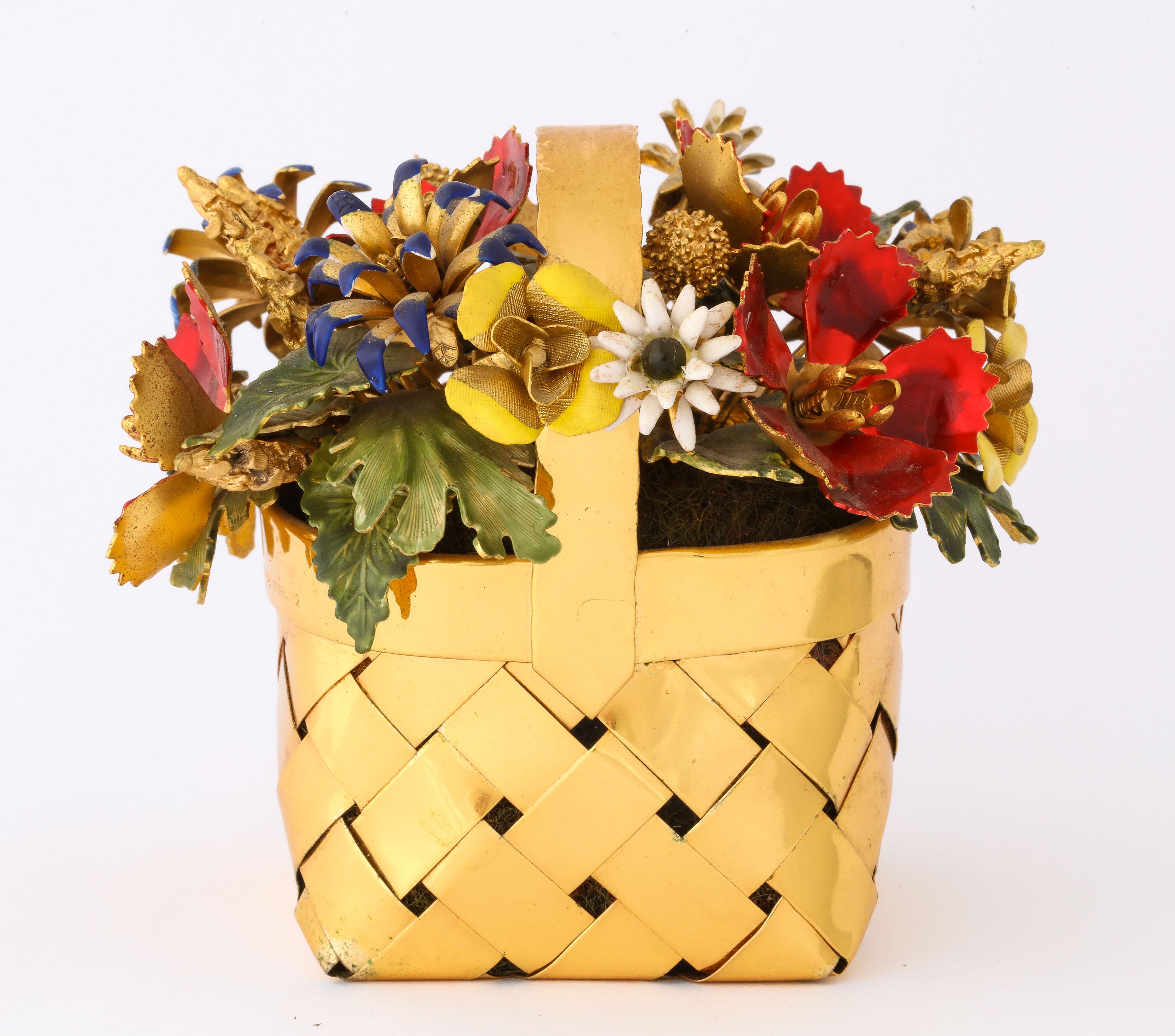 Sterling Silver-Gilt and Enamel Table Ornament Basket by Cartier 1