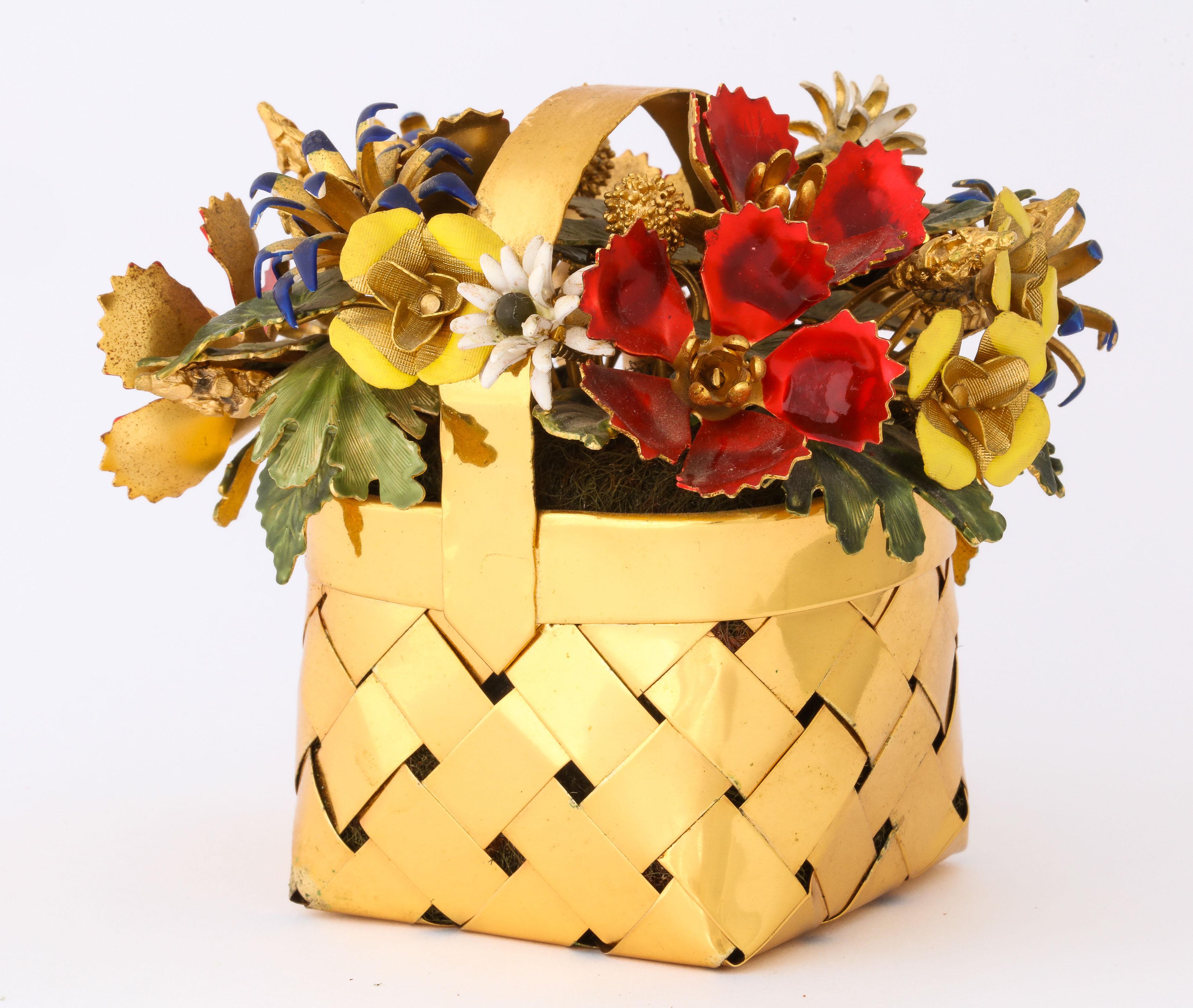 Sterling Silver-Gilt and Enamel Table Ornament Basket by Cartier 2