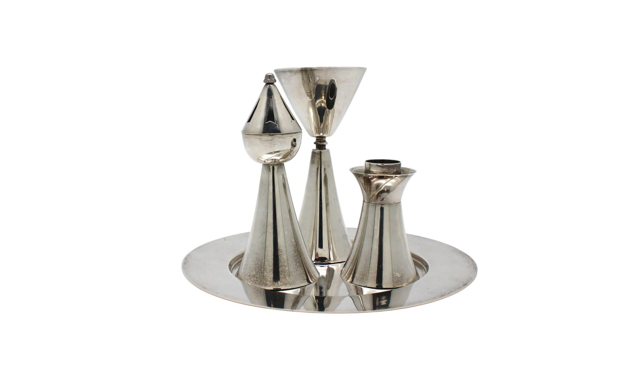 A Sterling Silver Havdalah Set by Ludwig Wolpert (Moderne der Mitte des Jahrhunderts) im Angebot