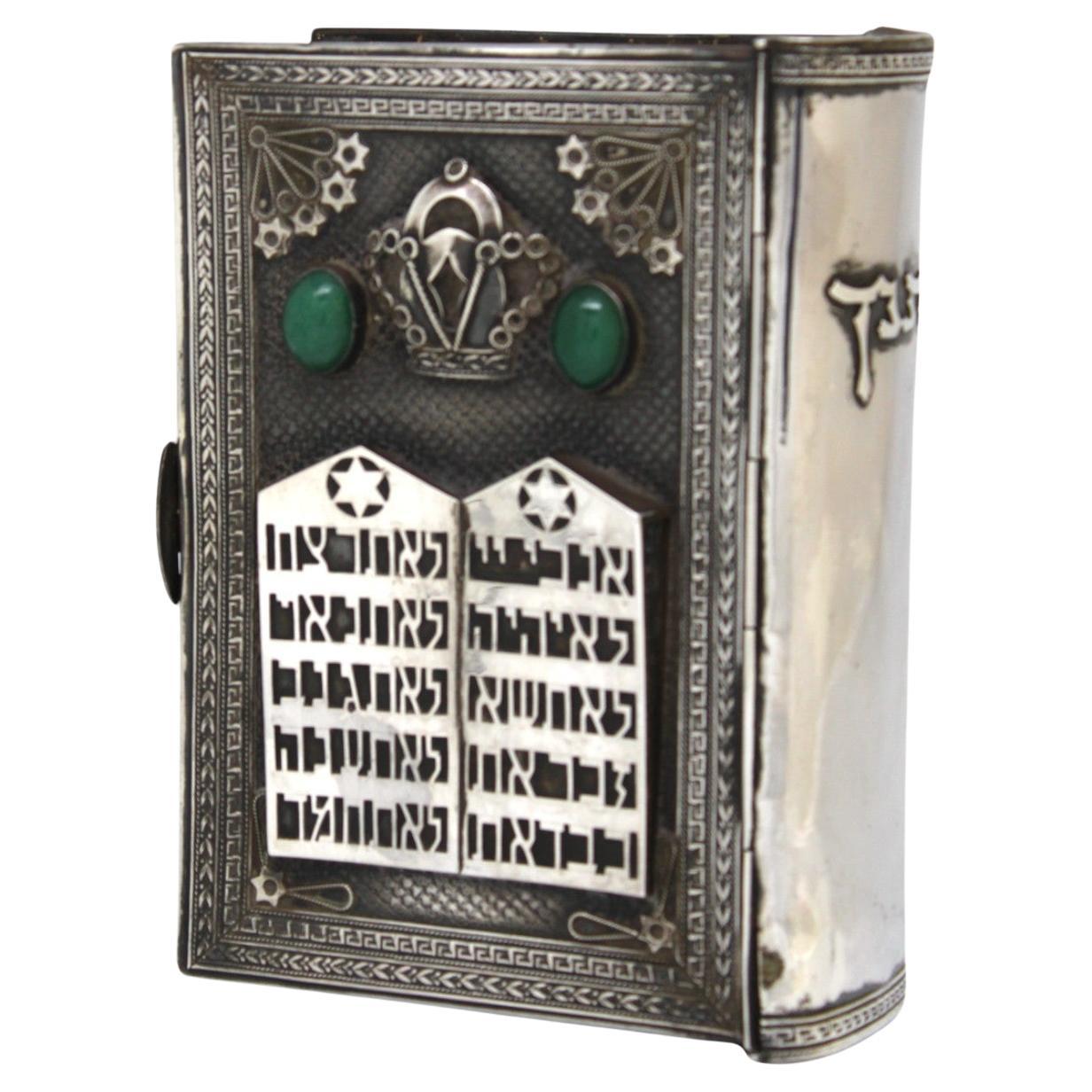 Rilegatura della Bibbia ebraica in argento Sterling di Dugma Israel C. 1950