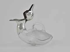 A Sterling Silver-Mounted Claret Jug In The Form Of A Duck