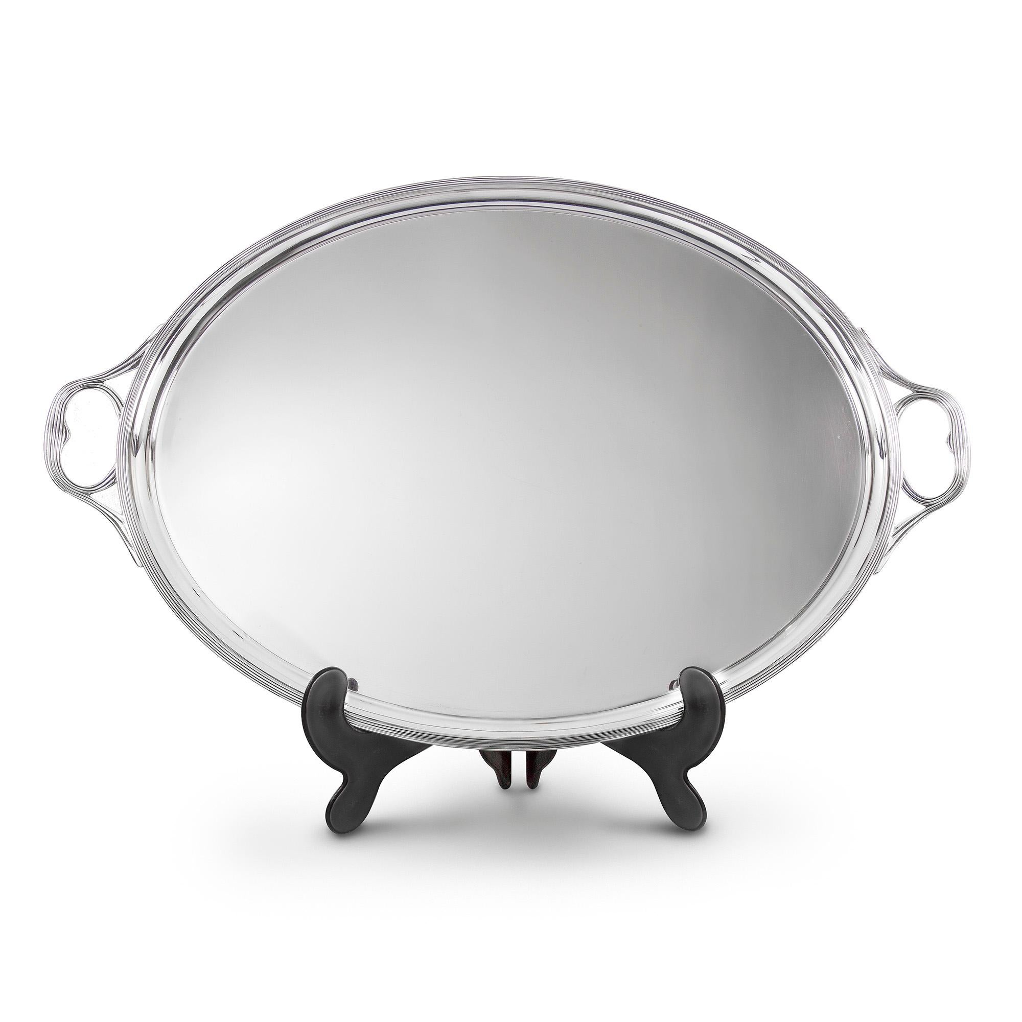 Art Deco A Sterling Silver Oval Two Handled Tray