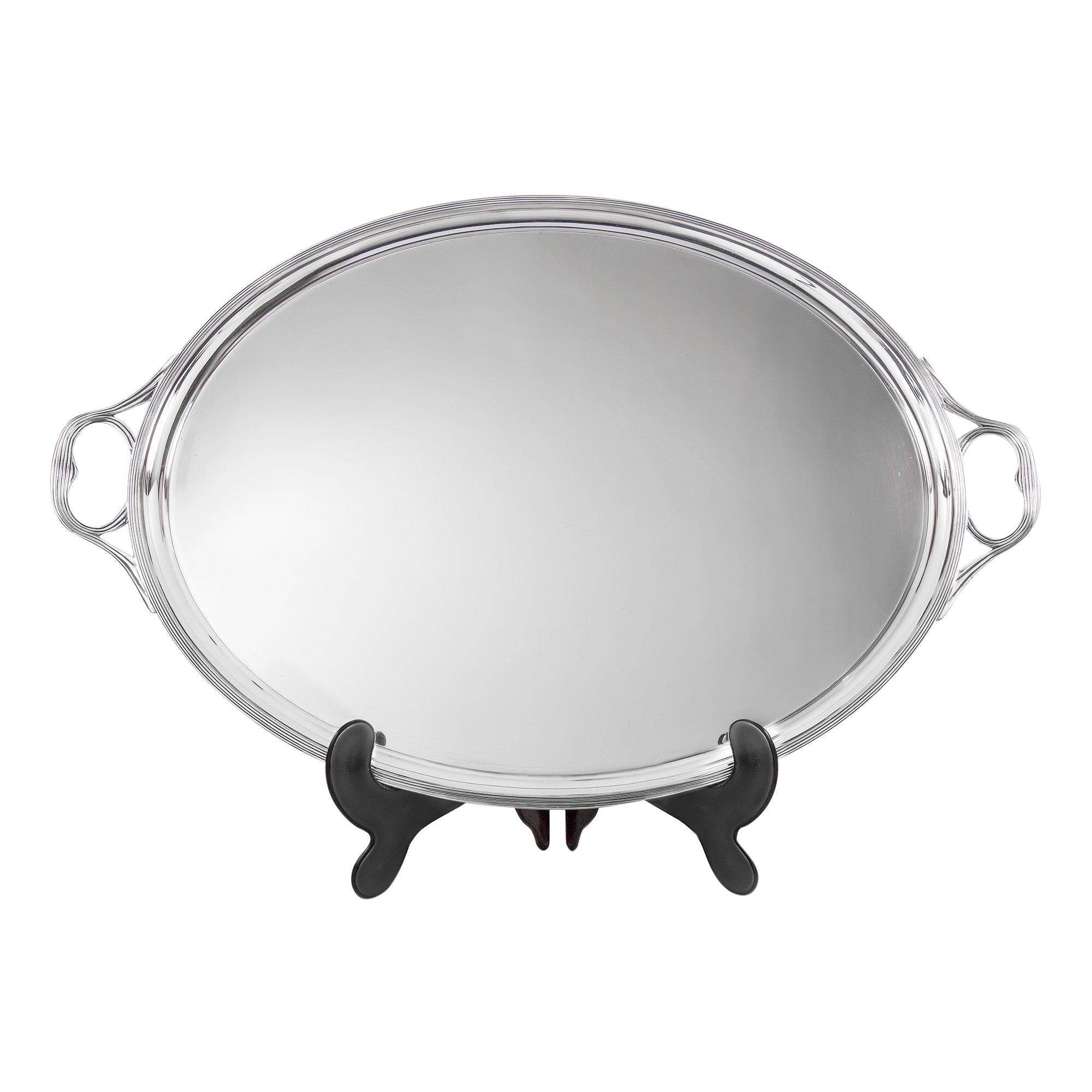 A Sterling Silver Oval Two Handled Tray