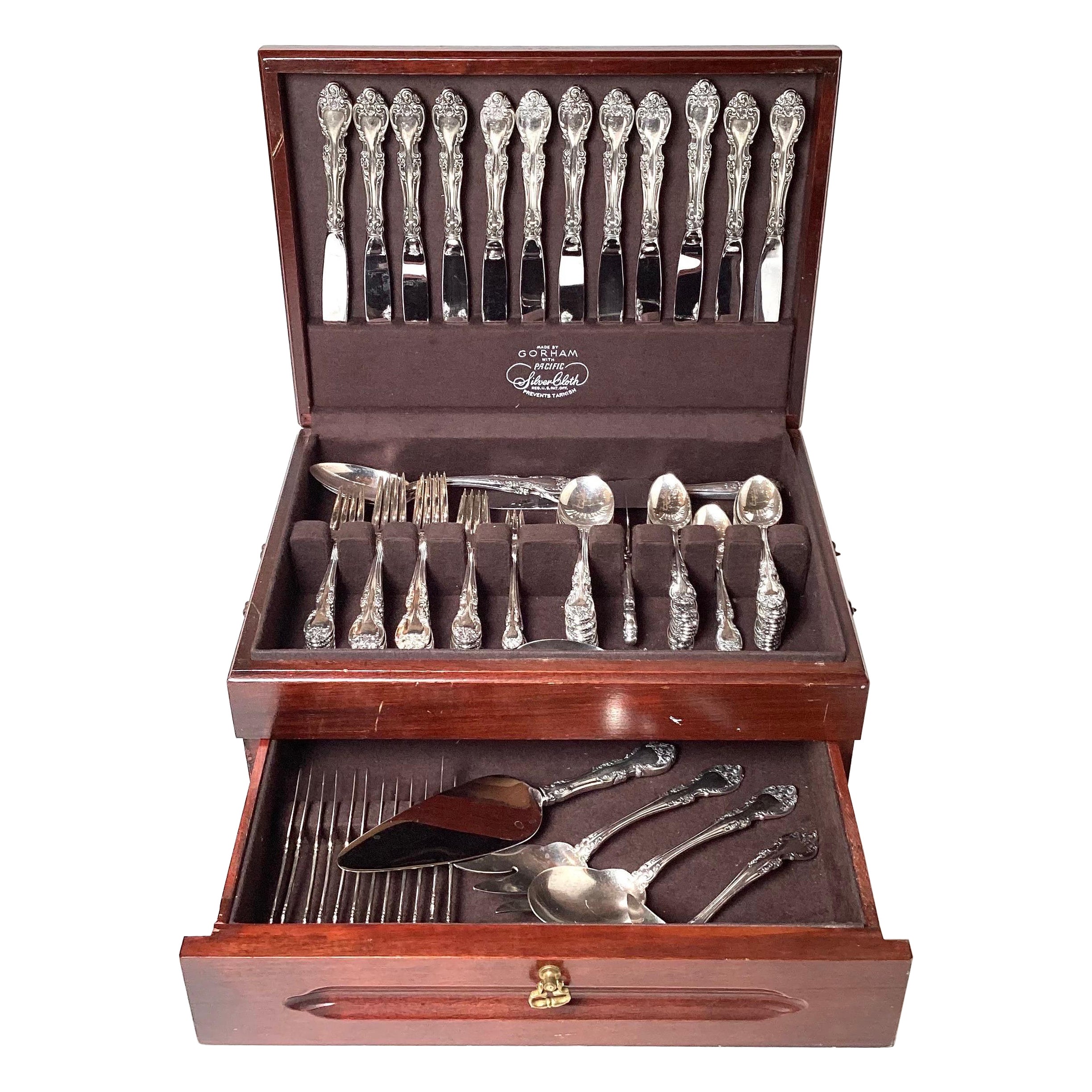 A Sterling Silver Service for 12 By Gorham 100 Pcs Melrose Pattern
