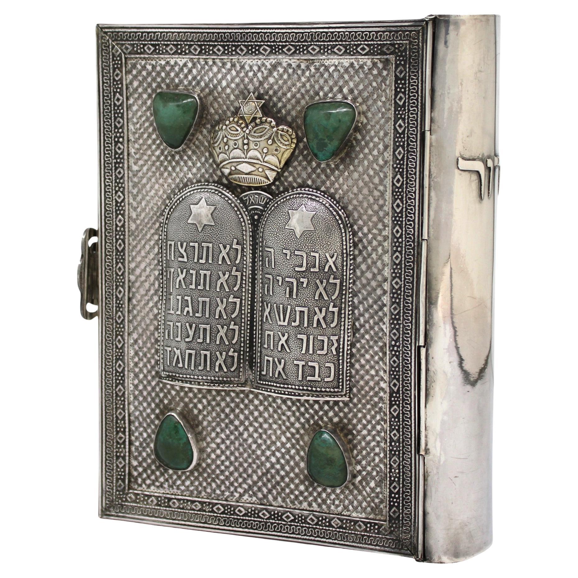 Rilegatura per Siddur in argento Sterling Israel C. 1950
