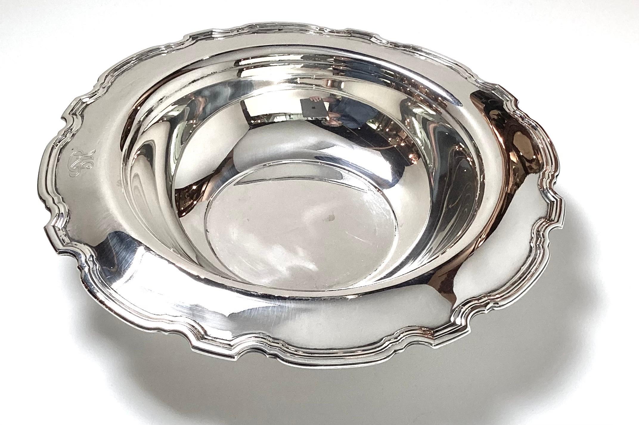Edwardian A Sterling Silver Tiffany Scalloped Edge Bowl  For Sale