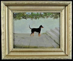 Portrait of a Terrier - 19th Century English Oil on Board Antique Dog Painting