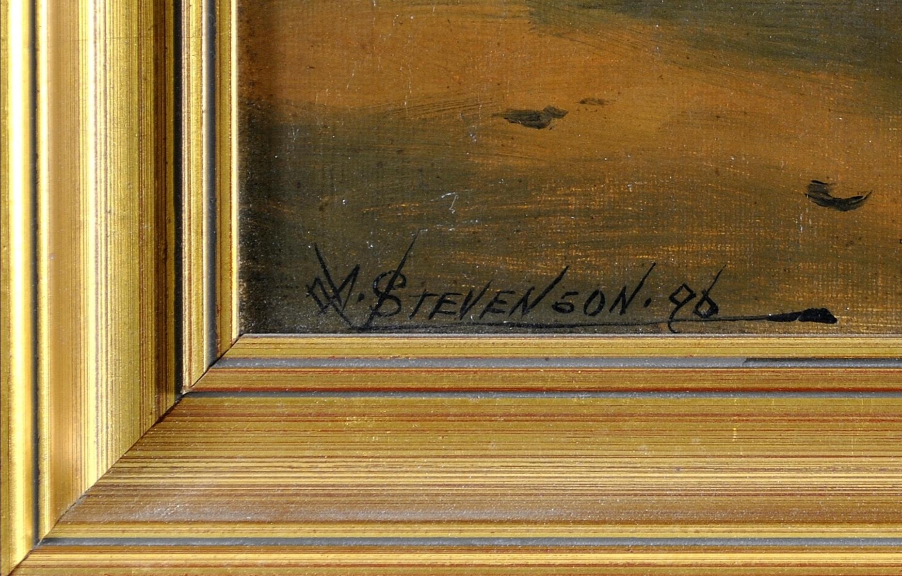 Terrier in un paesaggio - Olio su tela del XIX secolo Pittura di cani antichi 3