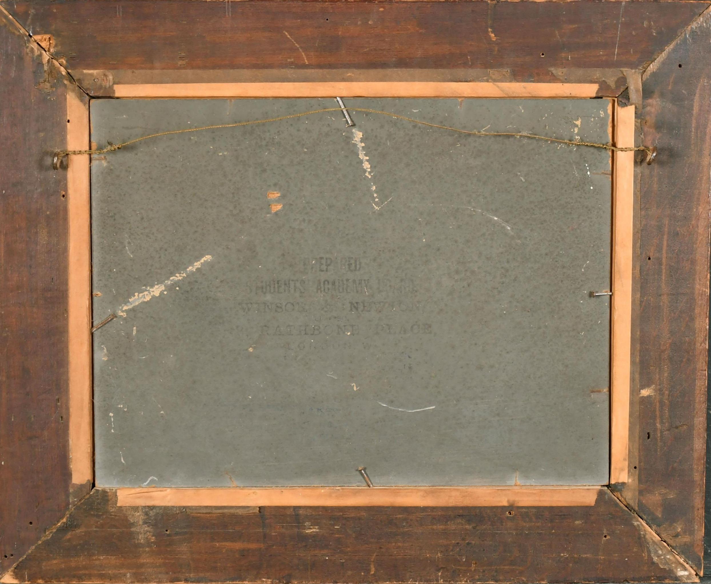 Terrier dans un paysage - Peinture à l'huile sur panneau ancienne d'un chien du début du 20e siècle 3