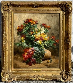 "A Still Life of Flowers in Pots" by French Artist Georges Jeannin