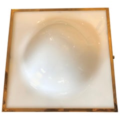 Stilnovo Mid-Century Modern Brass and White Glass Ceiling Light, circa 1960 Stilnovo Mid-Century Modern Brass and White Glass Ceiling Light, circa 1960