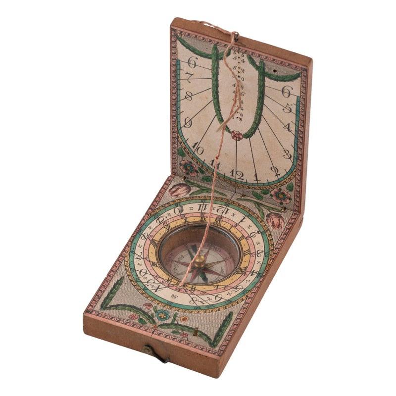 Neoclassical A Stockert-pattern Fruitwood Diptych Sundial For Sale