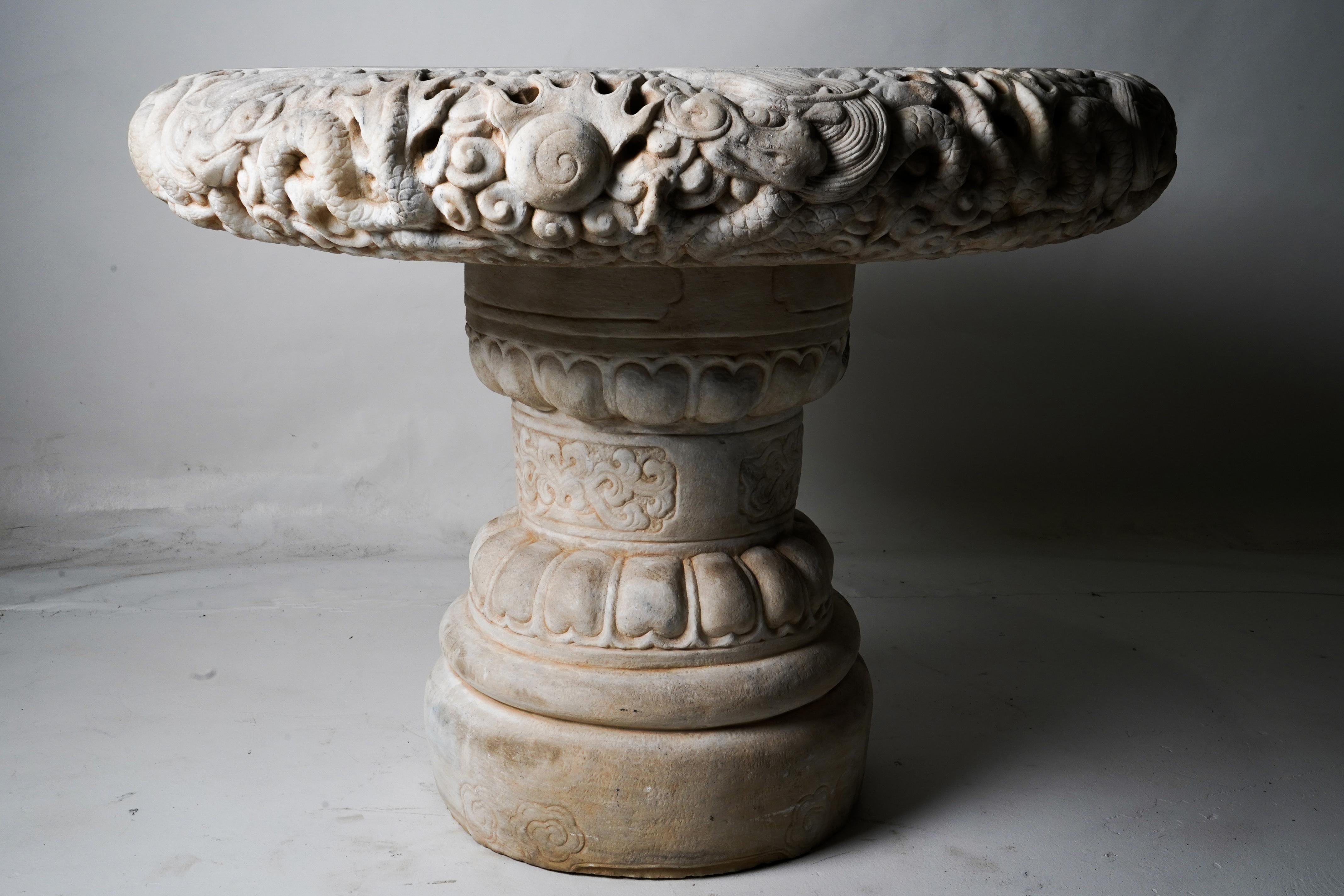 Hand-Carved Stone Garden Table