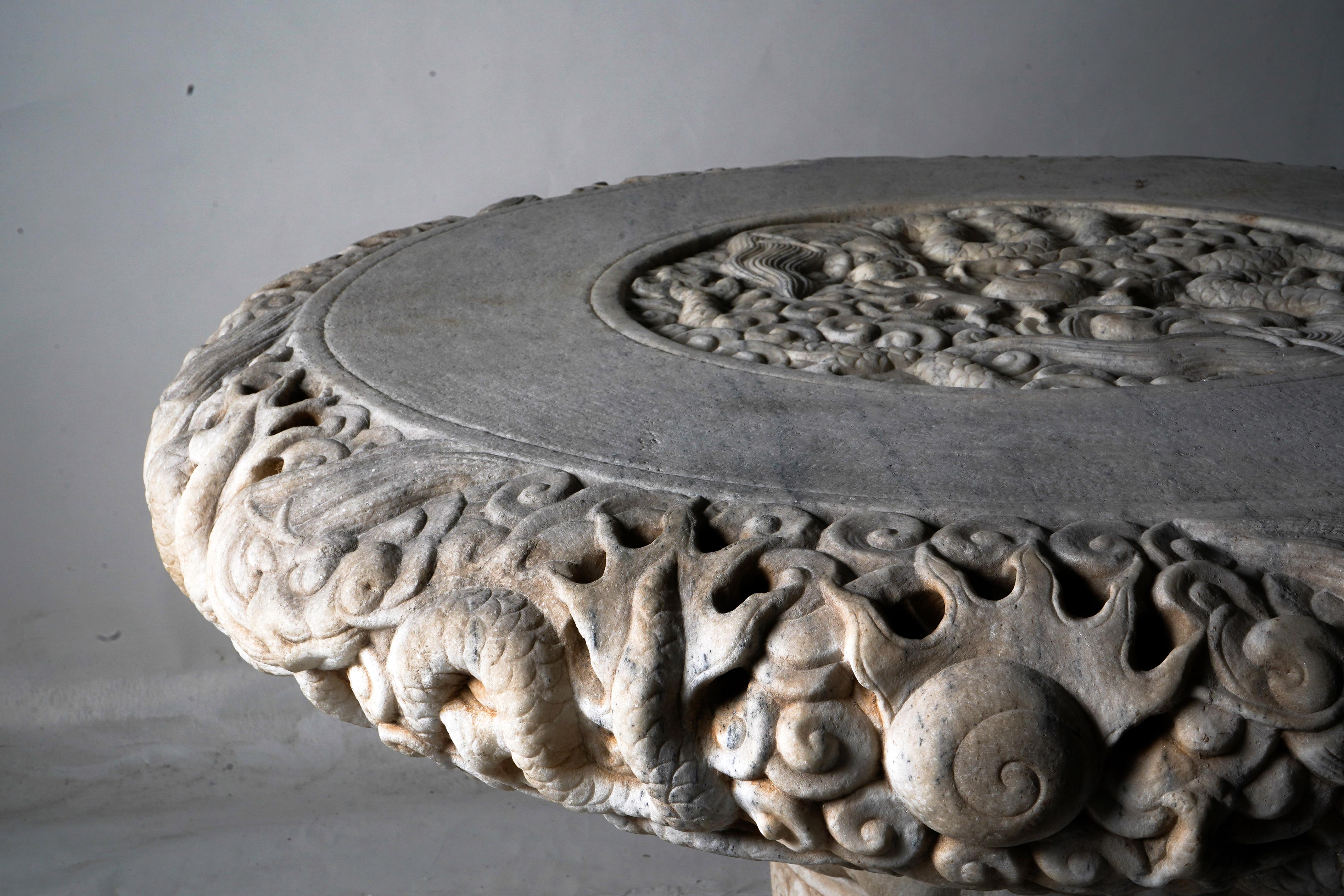 Stone Garden Table In Good Condition In Chicago, IL
