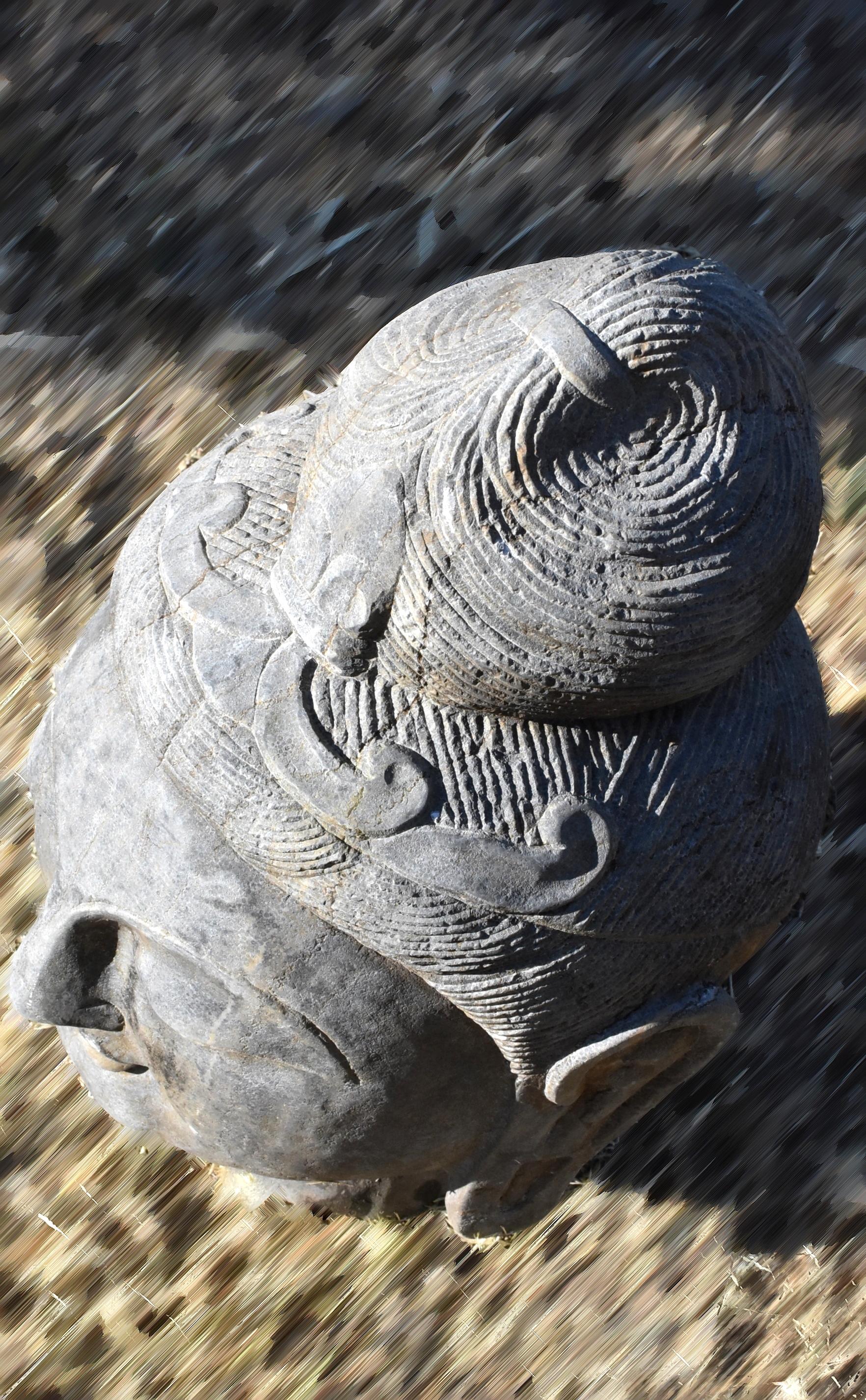 Stone Buddha Head Tang Style In Good Condition In Somis, CA