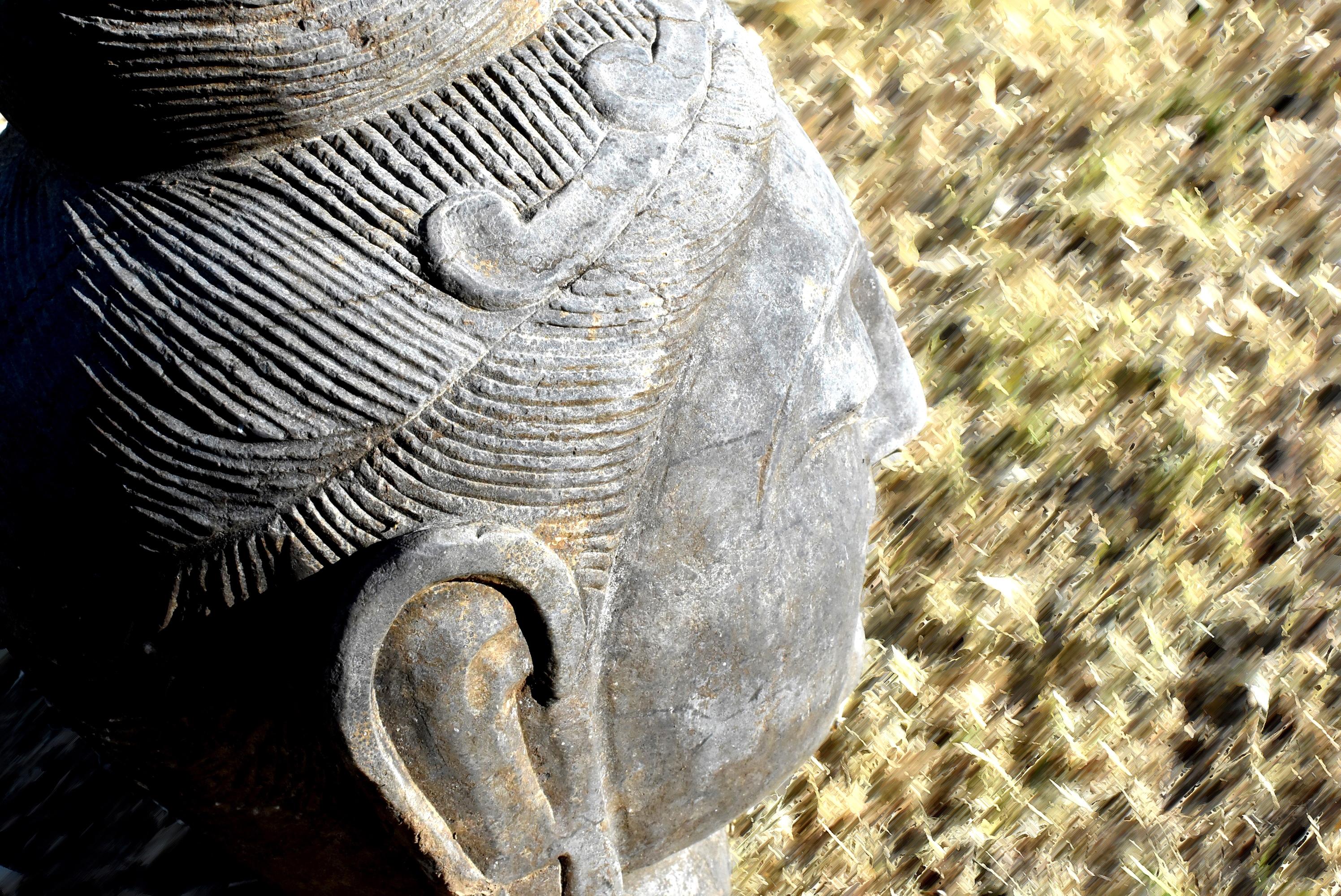 19th Century Stone Buddha Head Tang Style