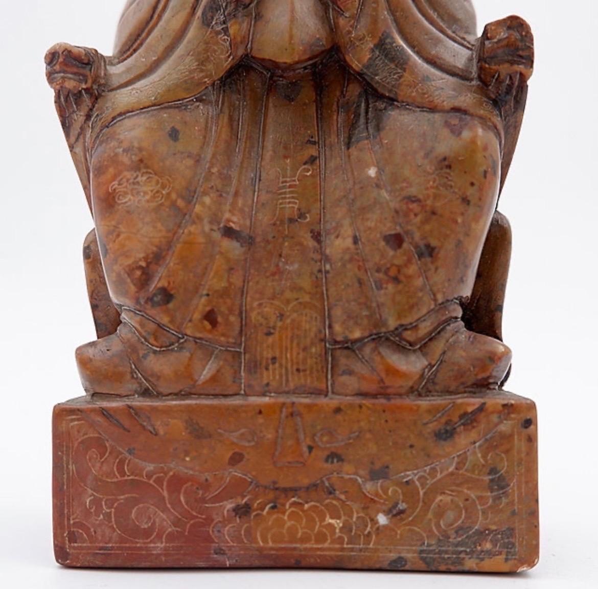 A stone seal carved with a seated official China, 20th For Sale 4