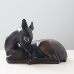 A stoneware fawn by Gunnar Nylund
