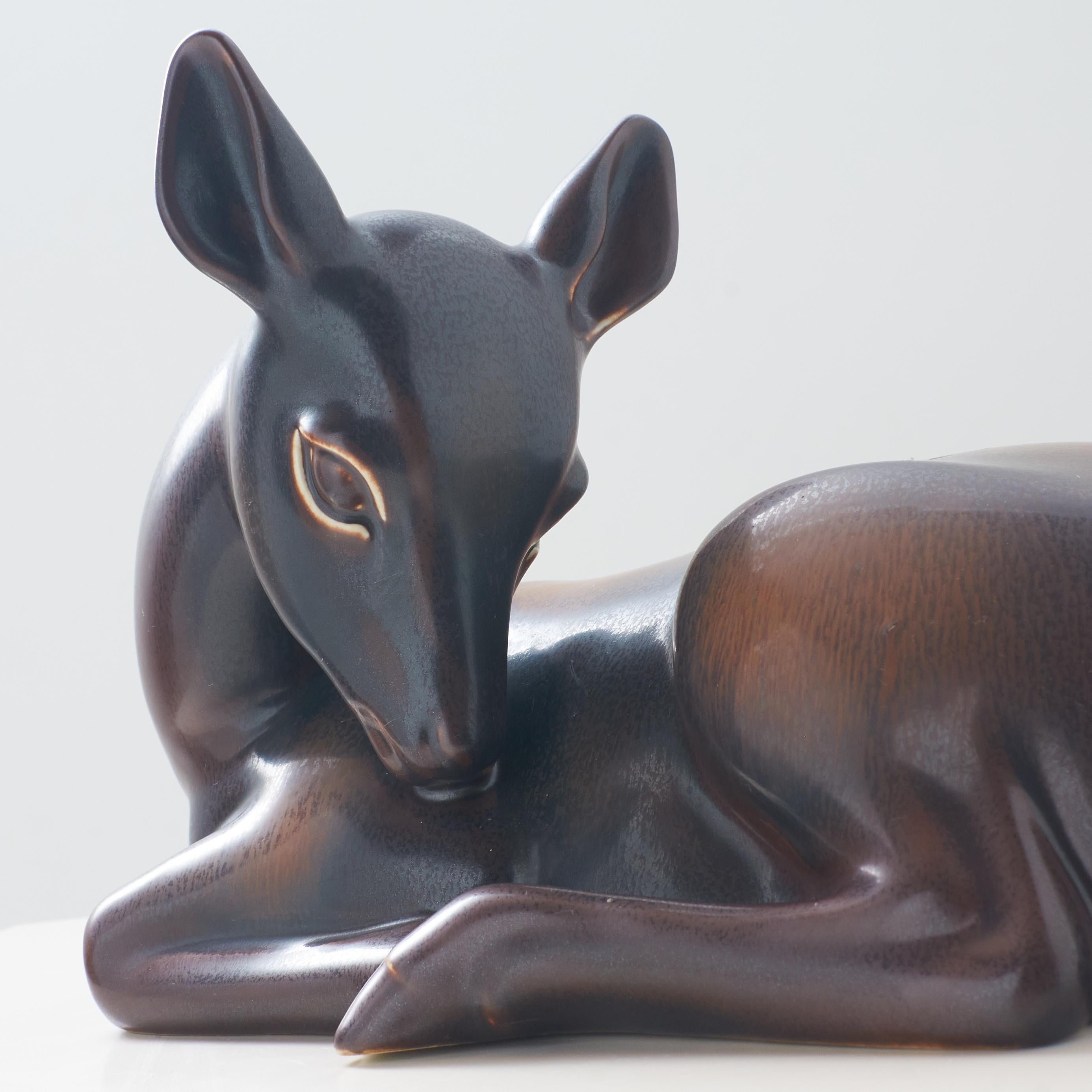 Stoneware A stoneware fawn by Gunnar Nylund For Sale