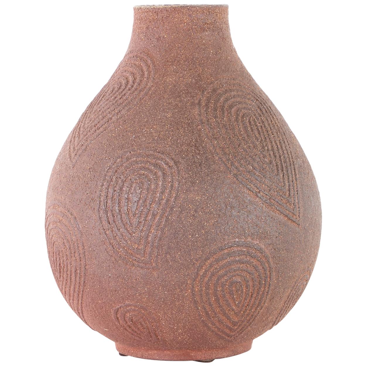 Stoneware Vase by Axel Salto with Incised Paisley Form
