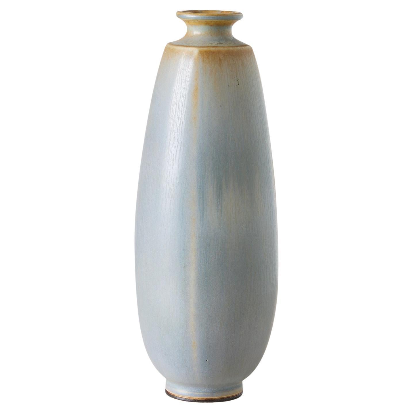 Vaso in gres di Berndt Friberg con tonalità di blu e grigio chiaro in vendita