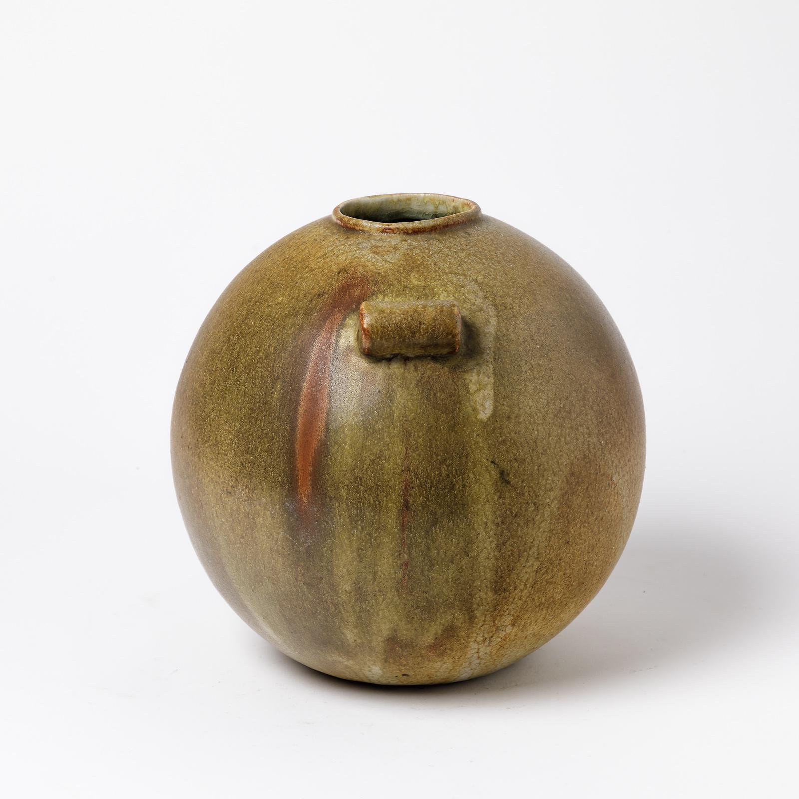 Beaux Arts Stoneware Vase by Leon Pointu, circa 1930, France For Sale