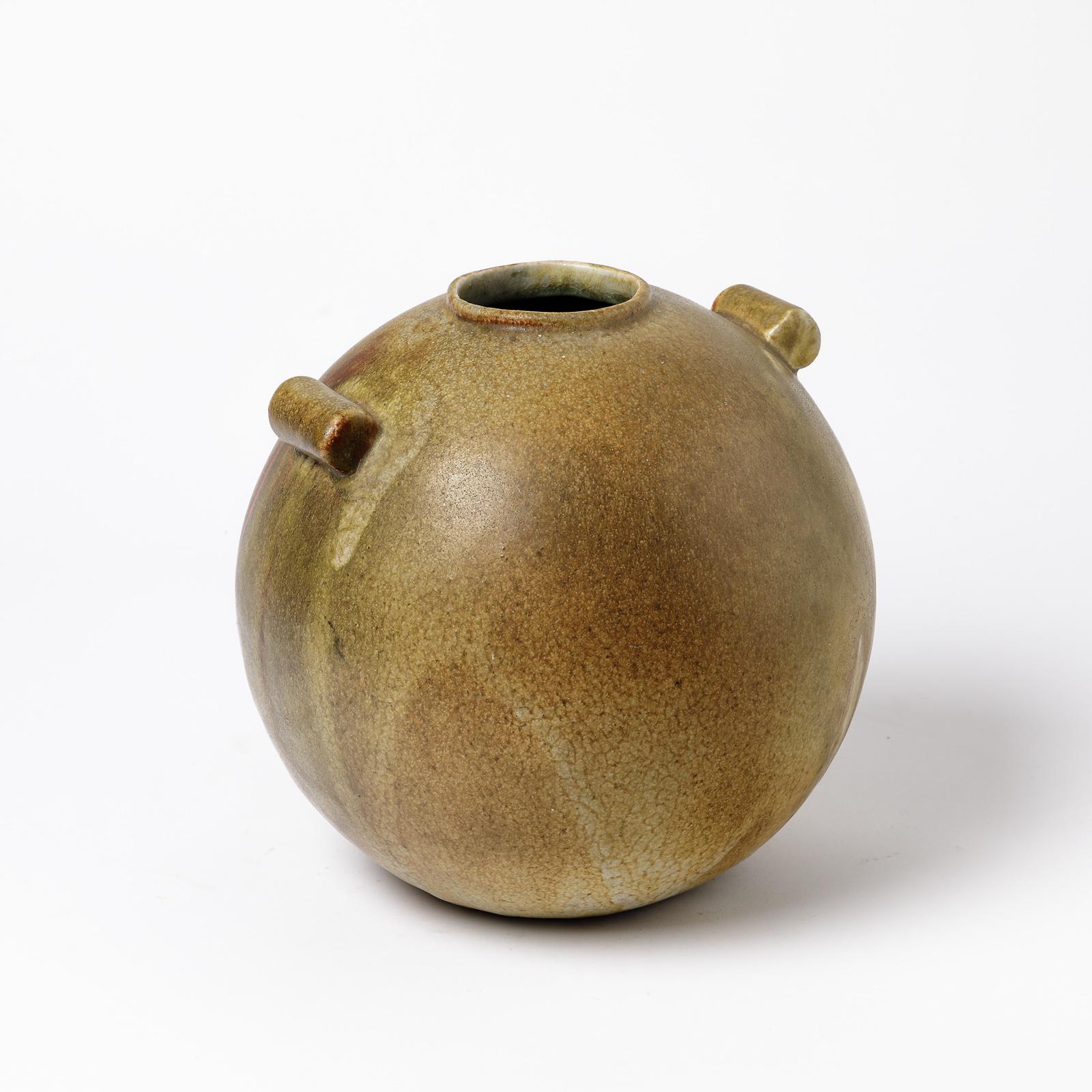 French Stoneware Vase by Leon Pointu, circa 1930, France For Sale