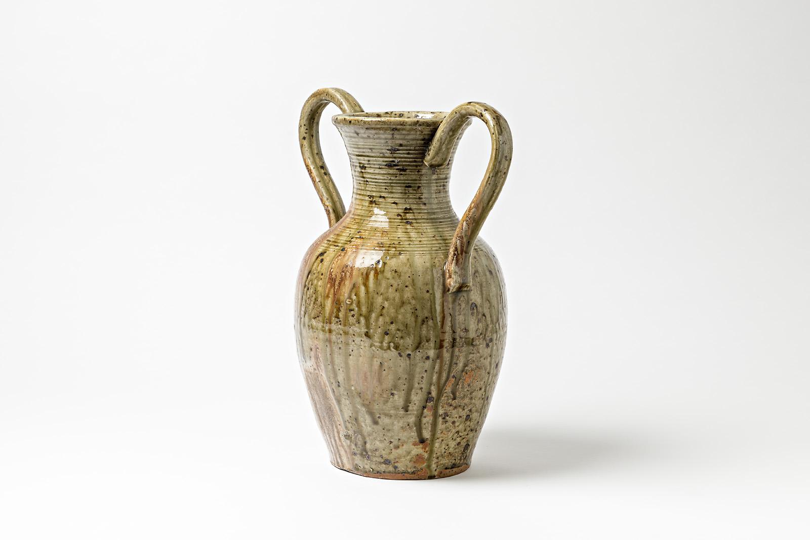 Vase aus Steingut von Lucien Talbot, um 1950 (Beaux Arts) im Angebot
